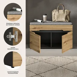 Home Affaire Sitzbank REHAT grau 80 x 45 x 37 cm