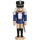 Seiffener Volkskunst eG Nussknacker Husar mit Säbel 37 cm Deko Figur blau
