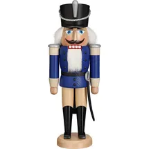 Seiffener Volkskunst eG Nussknacker Husar mit Säbel 37 cm Deko Figur blau