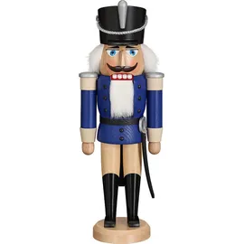 Seiffener Volkskunst eG Nussknacker Husar mit Säbel 37 cm Deko Figur blau