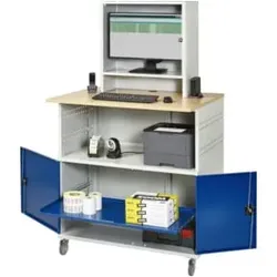 Rau Computer-Tisch 1022 mit Monitorgehäuse T300mm, B1100xT790xH1890mm, mobil
