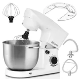 Zeegma PLANEET EASY Planetenroboter 1500 W Multifunktionale Küchenmaschine mit 5,2 L Schüssel mit 2 Griffen, Mixer mit 10 Geschwindigkeitsstufen mit Haken, Rührer, Schneebesen, Deckel mit Maßangaben