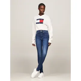 Tommy Hilfiger Skinny-fit-Jeans "Sylvia High Rise Skinny", Damen, Gr. 32, Länge 32, blau (denim schwarz), Denim/Jeans, Obermaterial: 92% Baumwolle, 4% Elasthan, 4% Polyester, unifarben, skinny fit knöchellang, Jeans, mit Logo-Badge