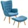 Homcom Ohrensessel Cord 72 x 101 x 40 cm Blau mit Hocker
