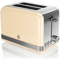 Retro Toaster Breite Schlitze 2 Scheiben 3 Funktionen 6 Stufen Toasting, Vintage