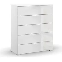 Rauch Schubkastenkommode RAUCH "Skat Meridian Kommode Sideboard Wäscheschrank", weiß (alpinweiß, glas kristallweiß), B:80cm H:100cm T:42cm, Holzwerkstoff, Sideboards, mit 5 Schubladen mit Glasfront in elegantem Design
