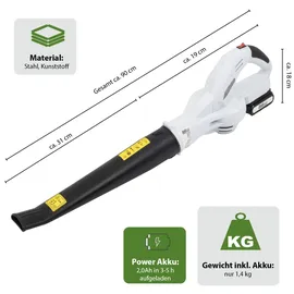 Trutzholm Akku-Laubbläser 20V inkl. 1 x 2,0 Ah + Ladegerät