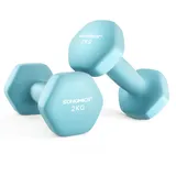 SONGMICS Kurzhanteln Set 2 Stück 2x2 kg Hanteln Kurzhanteln Hexagon Neopren Beschichtung für Krafttraining Training Fitness Zuhause Hellblau SYL904Q01