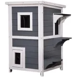 MCombo Katzenhaus 2 Etagen 66 cm grau