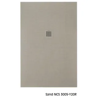 Dusche Duschtasse Duschwanne  flach Mineralwerkstoff 180 x70 sand, Ablauf chrom