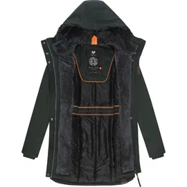 Ragwear Damen, Wintermantel warm gefütterter Parka lang wasserdicht mit Kapuze Elsie Melange Dark Green Gr. 3XL - 3XL