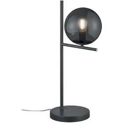 Tischlampe rauch Nachttisch Lampe Tischleuchte Glaskugel rauchig, Schlafzimmer Metall anthrazit Glas, 1x E14 Fassung, DxH 18x52cm
