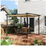 Outsunny Pergola aus Metall, mit Verstellbares Dach, UV Schutz 30+, (Terrassendachung, 1-tlg., Gartenpavillon), Freistehender Sonnenschutz für Terrasse und Garten, Beige gelb