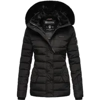 Navahoo Damen, warme Winter Steppjacke mit abnehmbarer Kunstfell-Kapuze Milianaa Black Gr. S - S