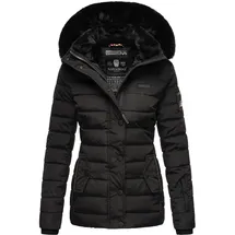 Navahoo Damen, warme Winter Steppjacke mit abnehmbarer Kunstfell-Kapuze Milianaa Black Gr. S - S