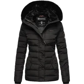 Navahoo Damen, warme Winter Steppjacke mit abnehmbarer Kunstfell-Kapuze Milianaa Black Gr. S - S