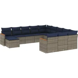 vidaXL Gartensofa-Set 12-tlg. grau Polyrattan