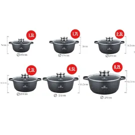 klönberg Topf-Set 12-tlg. Deckel + Glasdeckel