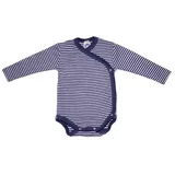 cosilana Langarm Baby-Wickelbody aus Bio Wolle und 30% Seide Geringelt Marine 62/68