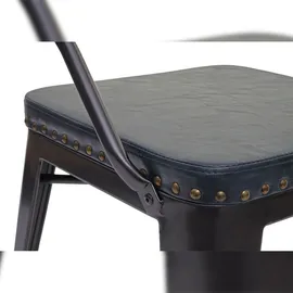 Mendler 2er-Set Esszimmerstuhl HWC-H10d, Stuhl Küchenstuhl Chesterfield Metall Kunstleder Industrial Gastronomie ~ schwarz-grau