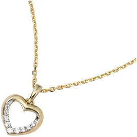 Jobo Herzanhänger 333 Gold bicolor mit 9 Zirkonia