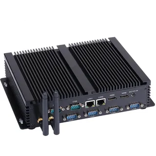 HUNSN Fanless Industrial PC, Mini Computer, Core I7 4500U 4510U 4578U, Windows 11 / Linux Ubuntu, IM04, 2 x HDMI, 2 x LAN, 6 x COM, 4 x USB3.0, 4 x USB2.0, 8G RAM, 512G SSD