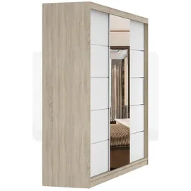 fabryka mebli idźczak Schwebetürenschrank 250 x 218 x 61 cm Braun/Weiß