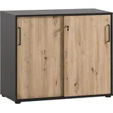 MÖBELPARTNER Schiebetürenschrank Aino, 701867 schwarz 2 Fachböden 100,1 x 41,0 x 83,6 cm