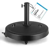 COSTWAY 23 kg Sonnenschirmständer mit Rollen & Griffen, Schirmständer für Schirmstangen von 38/48 mm, Ø52 cm Marktschirmständer Sonnenschirm Ständer für Garten, Balkon