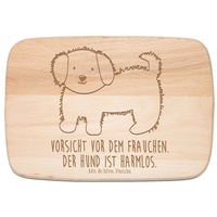 Mr. & Mrs. Panda Frühstücksbrett Hund Flauschig - Transparent - Geschenk, Hundemama, Frühstücksbrett, FSC Buchenholz, (1-St), Umweltfreundliches Material