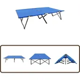 Doppelliege Klappbar Blau Stahl - Camping Liege - Klappliege - Sonnenschirm - Outdoor Möbel - Gartenmöbel