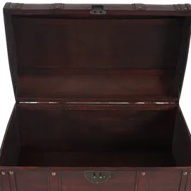 Mendler Holztruhe Holzbox Schatztruhe Valence Antikoptik 30x57x29cm ~ rund