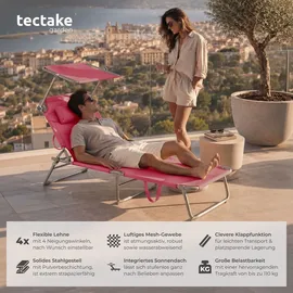 Tectake Chloé Sonnenliege 190 x 68 x 65 cm Pink