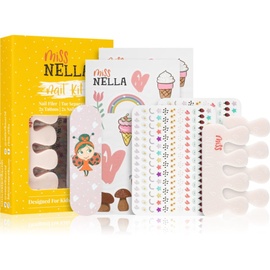 Miss Nella NAIL KIT Maniküre- und Pediküre-Set für Kinder mit Nagelsticker, Tattoos, Nagelfeile und Zehenspreizer speziell für Kinderhände und -füße