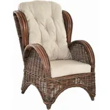 Krines Home Relaxsessel Ohrensessel Hochlehnsessel Rattan/Fernsehsessel Wohnzimmer/Rattanmöbel, Bequem, Breite Armlehnen braun