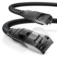 CSL - CAT 8.1 Netzwerkkabel 40 Gbits - 3m - Baumwollmantel - Black Series - LAN Kabel Patchkabel RJ45 - Gigabit Ethernet Cable - 40000 Mbits - S/FTP PIMF Schirmung - kompatibel zu Cat 6 Cat 7