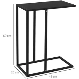 Homcom Beistelltisch Couchtisch in C-Form, Sofatisch, Nachttisch mit Stahlgestell,