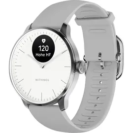 Withings ScanWatch Light 37 mm perlweiß, Sport Fluorelastomer-Armband grau/silber