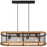 ETC Shop Hängelampe 4-flg. 80 cm Gitteroptik Holz schwarz braun