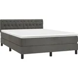 vidaXL Boxspringbett mit Matratze Dunkelgrau 140x200 cm Samt