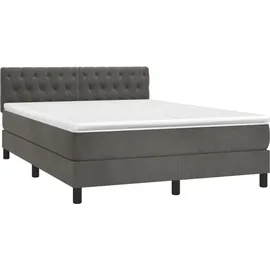 vidaXL Boxspringbett mit Matratze Dunkelgrau 140x200 cm Samt