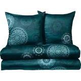 Erwin Müller Bettwäsche Sparpaket 4-tlg. Mako-Satin Mandala petrol | Gr.: 155 x 220 - 80 x 80 cm
