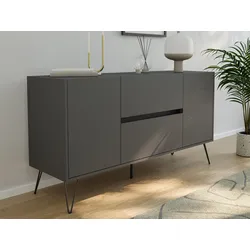 Raumwunder Sideboard Kommode Maya 140cm 2 Greif-SoftClose 2 Türen Grafit