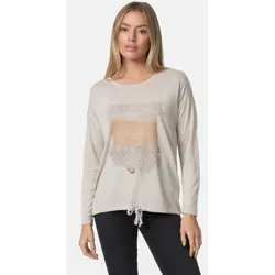 Langarmshirt DECAY, Damen, Gr. M, beige, 65% Viskose, 35% Polyester, bedruckt, normal, Rundhals, Langarm, Shirts, mit tollem Frontprint