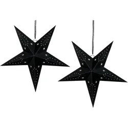 Wanddekoration 2er Set Stern MOTTI Papier Schwarz 60 cm