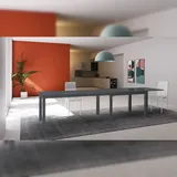 Stones Executive - Ausziehbarer Tisch (120/175/230/290/350 x 83 cm) aus grauem gehärtetem Glas