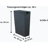 lycce Nischenwäschekorb geflochten aus Stoff grau 48 l