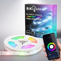 B.K.Licht I Wifi RGBIC LED Strip 5 m I App Steuerung I Musiksensor I Lichtleiste I LED Lauflicht I RGBIC LED Streifen I kompatibel mit Alexa I Smartes LED Band selbstklebend