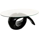 vidaXL Couchtisch mit ovaler Glasplatte Hochglanz Schwarz