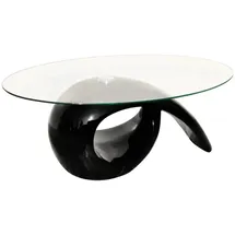 vidaXL Couchtisch mit ovaler Glasplatte Hochglanz Schwarz